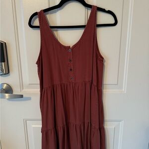 Women's Sleeveless Button-Front Dress - Rust